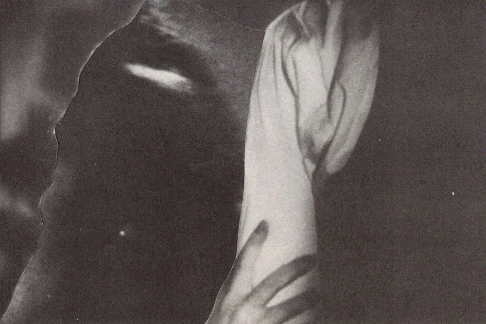 black white collage embracing figures sweet spooky