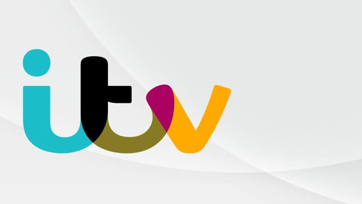 ITV logo with colorful letters on a white background