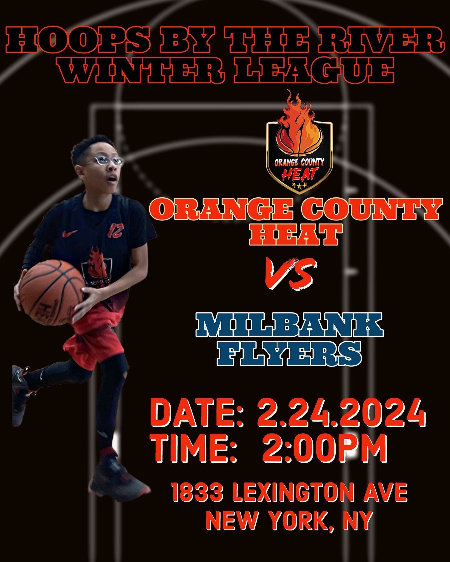 Back At It &ldquo;NYC&rdquo; This Saturday 12pm &ldquo;Hoops By The River&rdquo; Winter League. 

#OrangeCountyHeat 
#AAUBasketball 
#2030 
#12U 
#TurnUpTheHeat 
#NewYorkCity 
#SpanishHarlem 
#ElBarrio 
#HoopsByTheRiver
#BuildingBlocks 
#Foundation
#