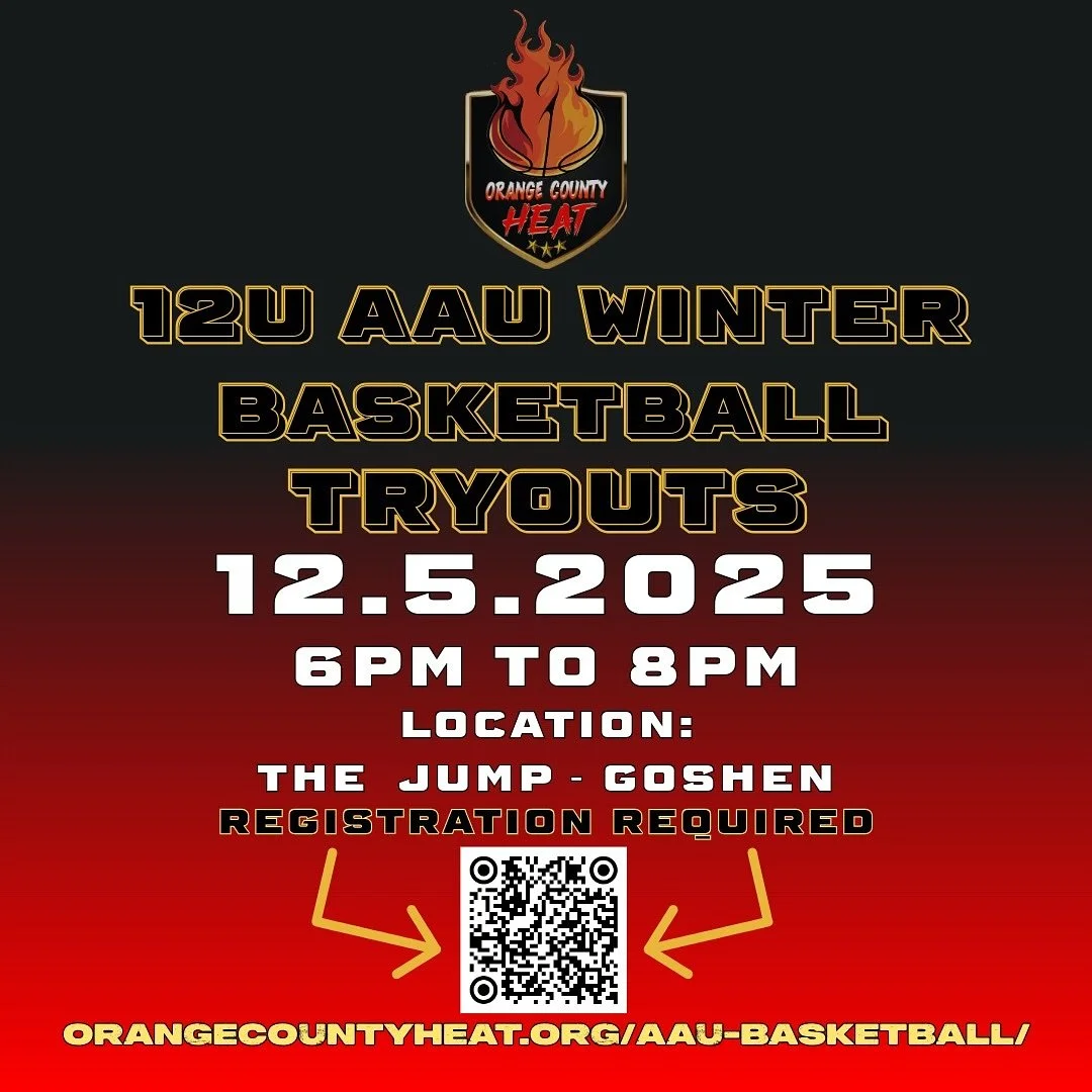 🔥🏀 6th Grade AAU Winter Basketball Tryouts Are Here! 🏀🔥

Ready to bring the heat this winter? Orange County Heat is looking for talented 6th graders to join our AAU Winter Basketball season!

🗓️ Date: December 5th, 2025
⏰ Time: 6 PM - 8 PM
📍 Lo