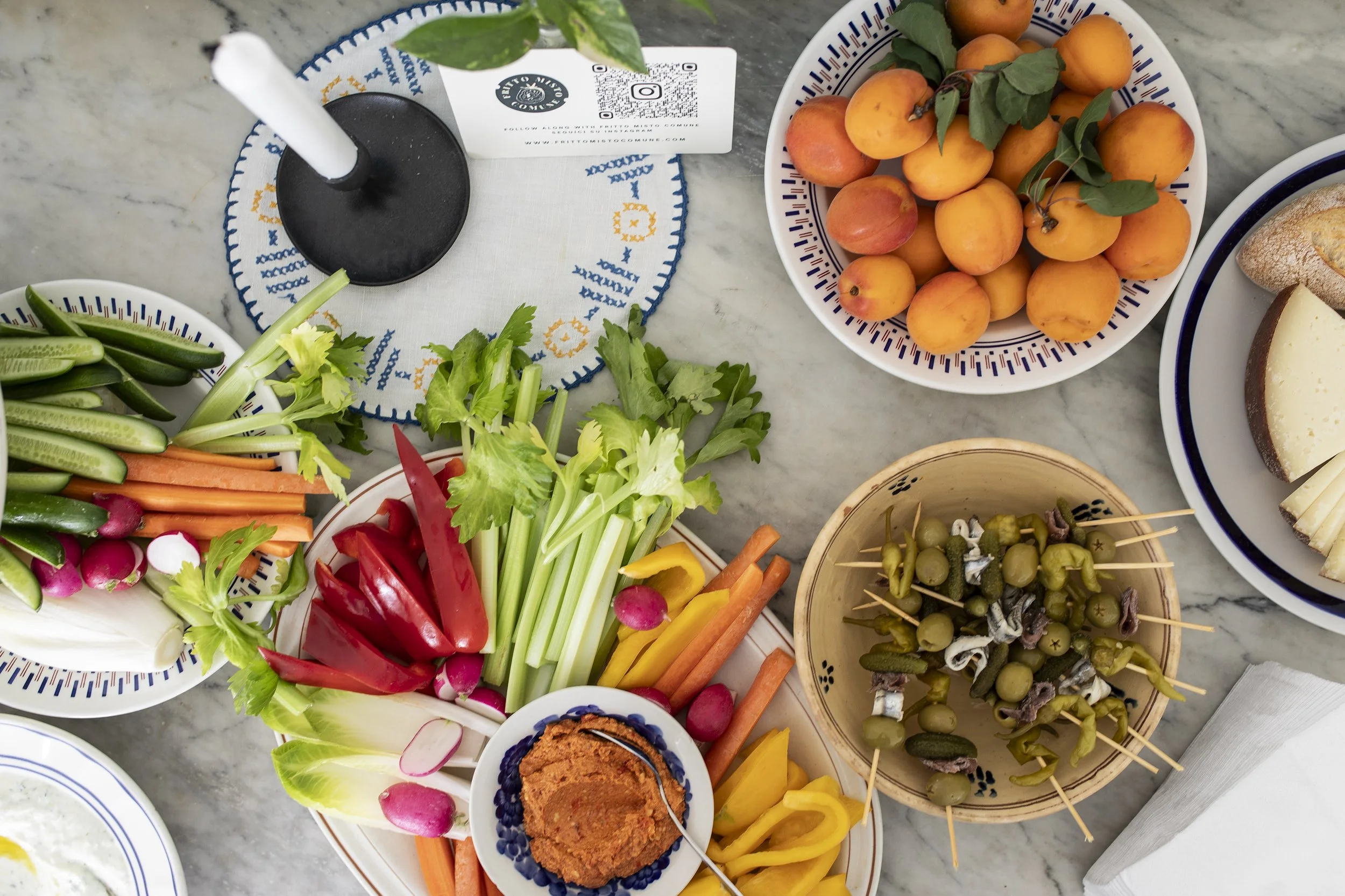 image of share snacks on a big marble table