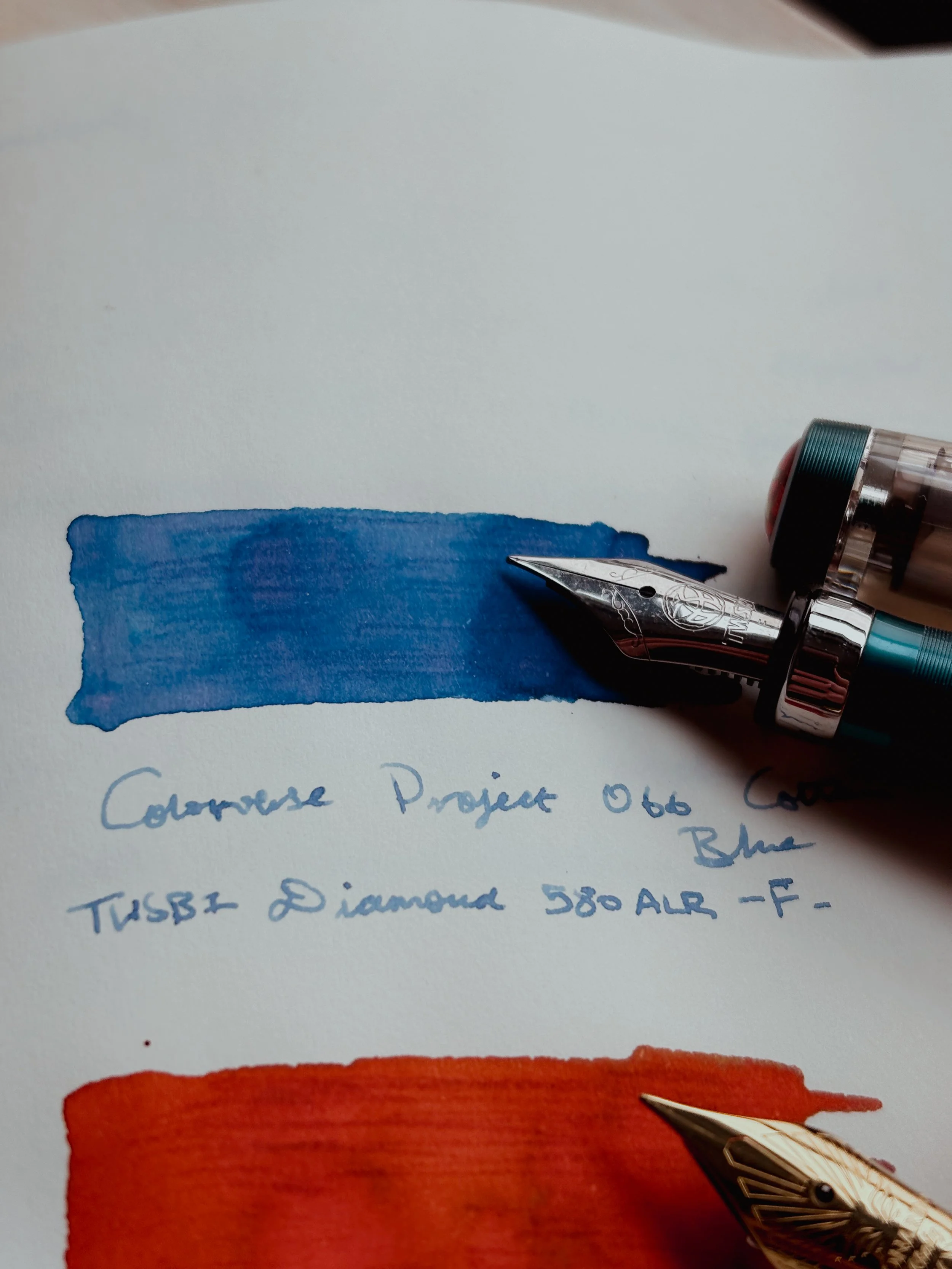 TWSBI Diamond 580ALR fountain pen inked with Colorverse Cotton Blue fountain pen ink.