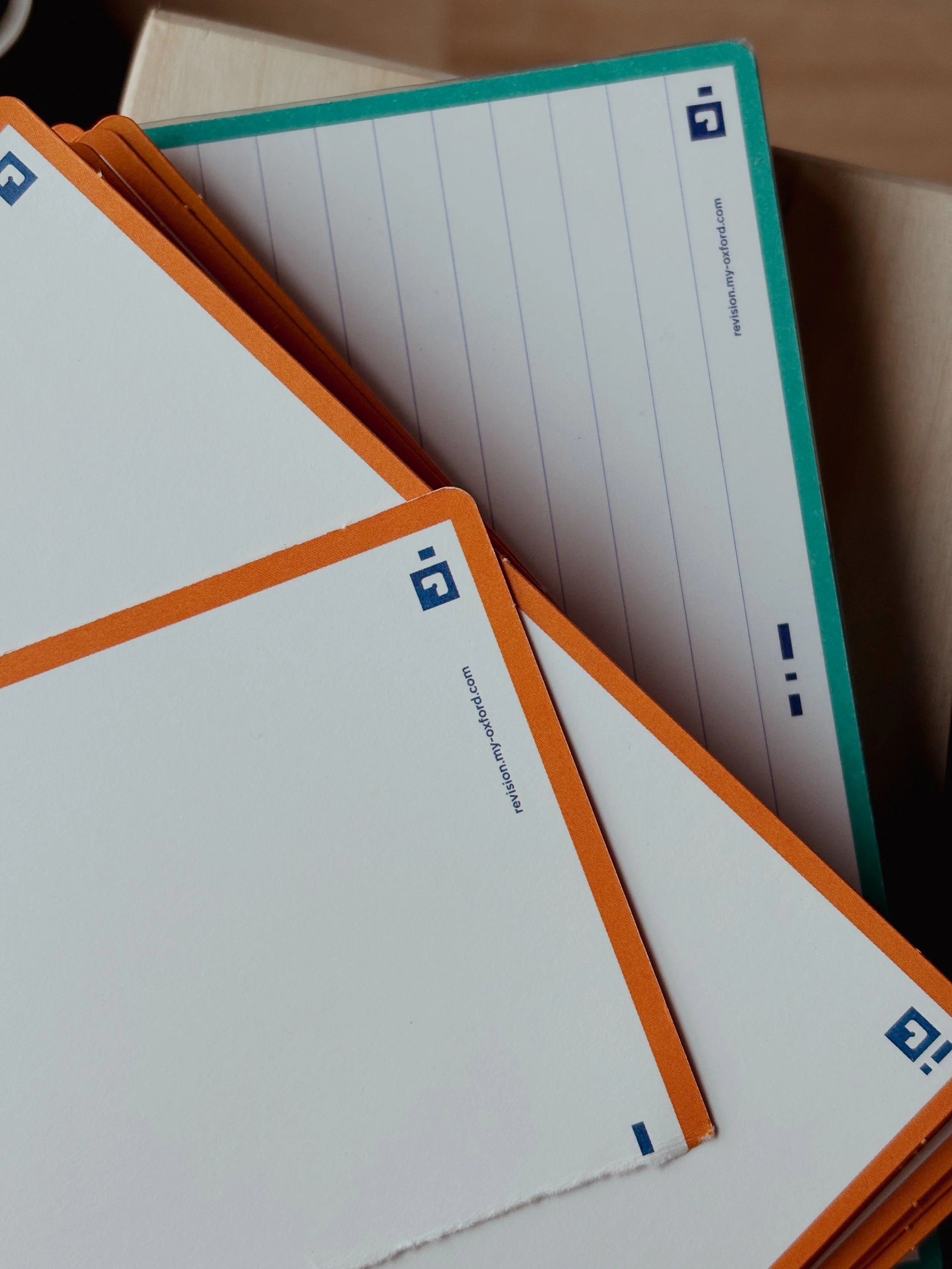 Oxford branded flashcards.