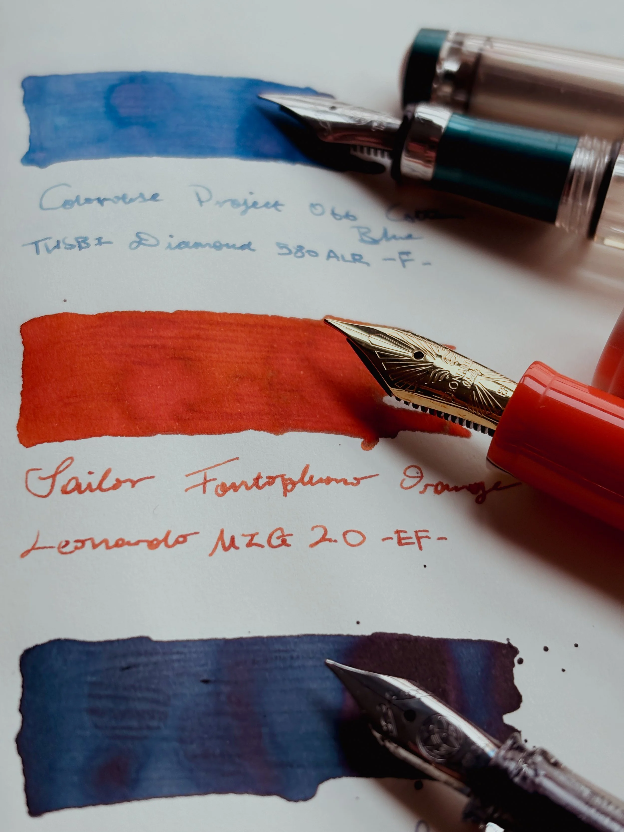 Leonardo Momento Zero Grande 2.0 Imagination fountain pen inked with Sailor Fontoplumo Orange fountain pen ink.