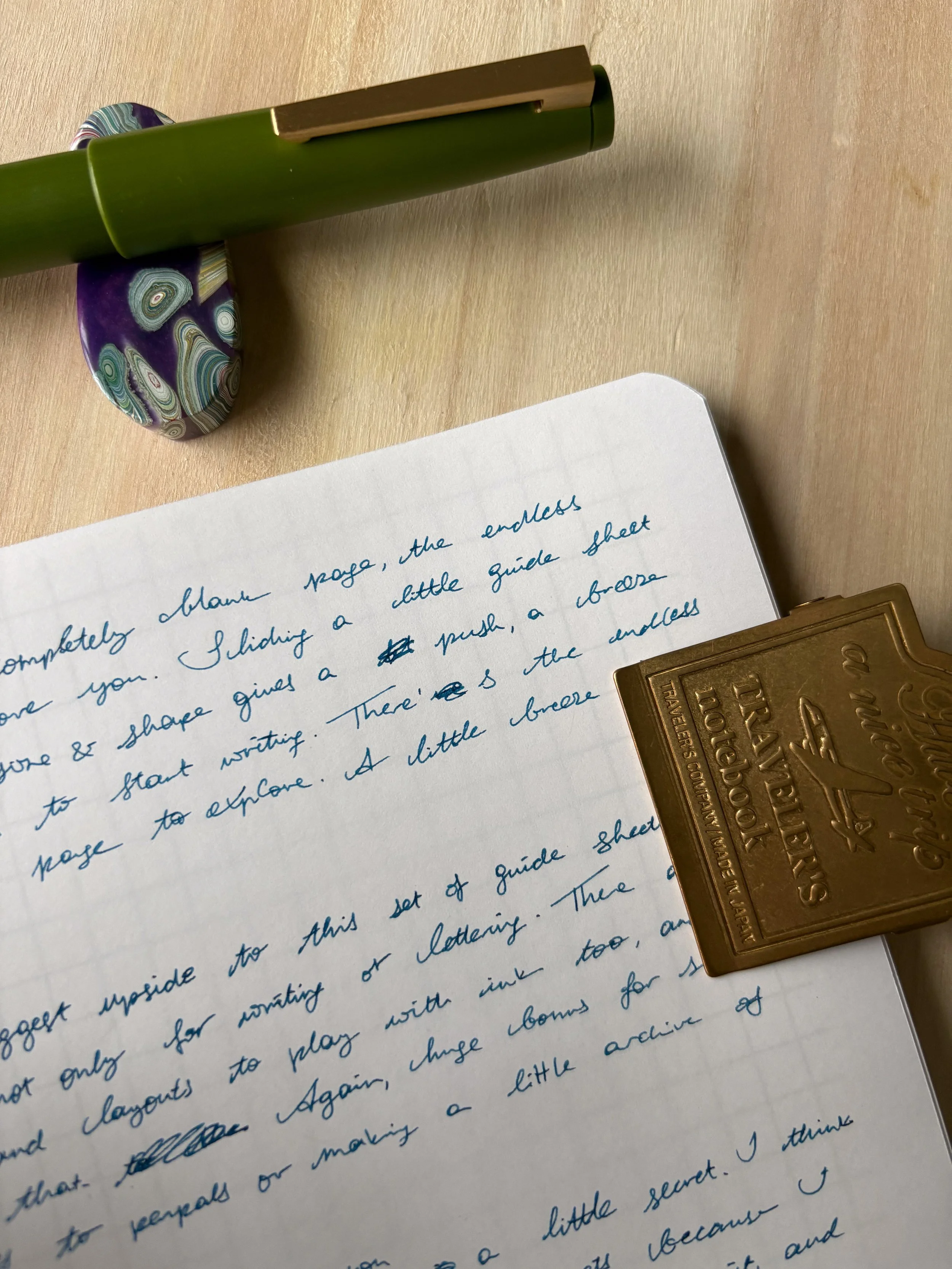 Colorverse Nebula Guide Sheets showing through the page under writing to show use case scenario.