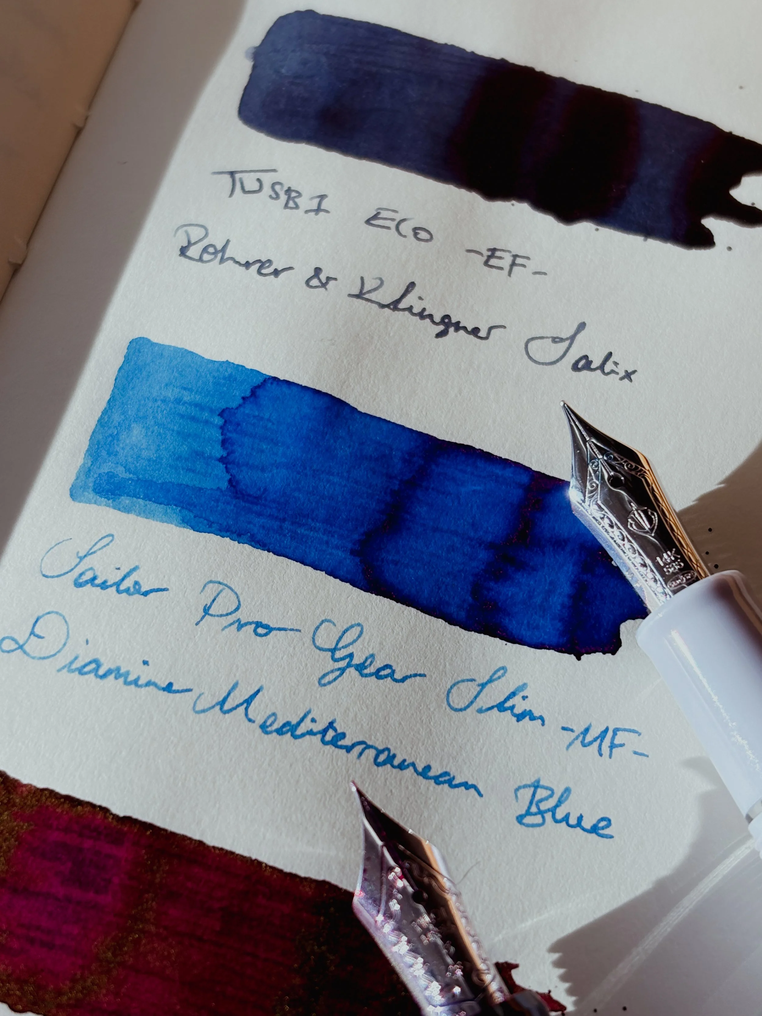 Sailor Pro Gear Slim inked with Diamine Mediterranean Blue.