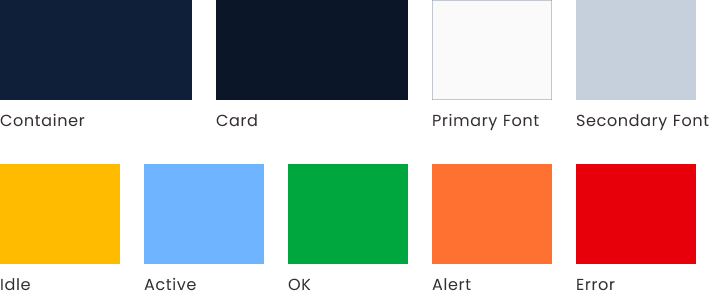 Image of the primary colours used in the HMI design