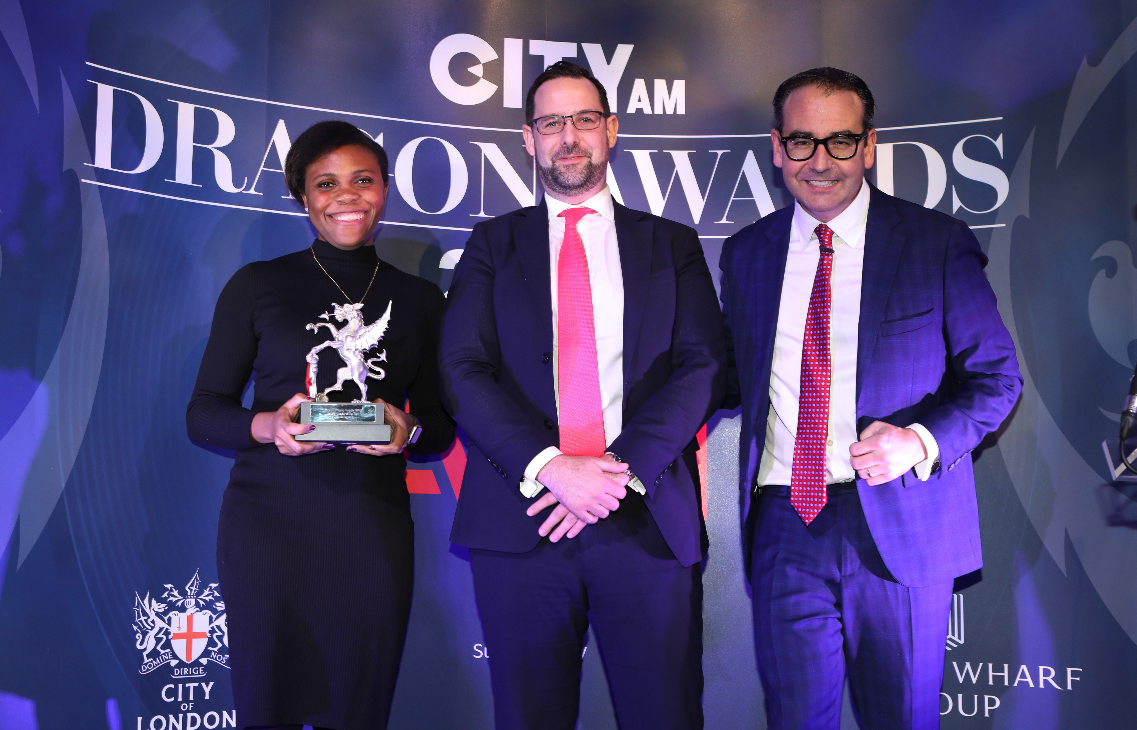 Industry Leader of the Year – Sarah de Lagarde. Her award collected on her behalf by Feyi Osinuga at Janus Henderson
