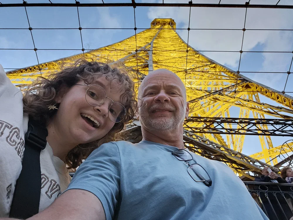 My daughter and I at the Eiffel Tower in Paris, France.
