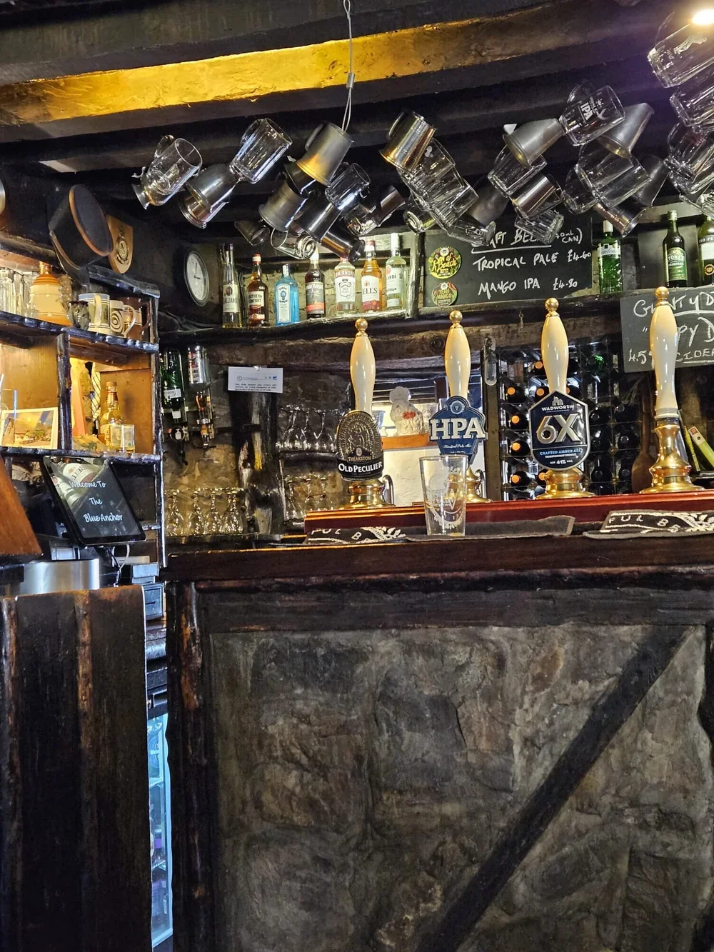 Inside the Blue Anchor Pub.