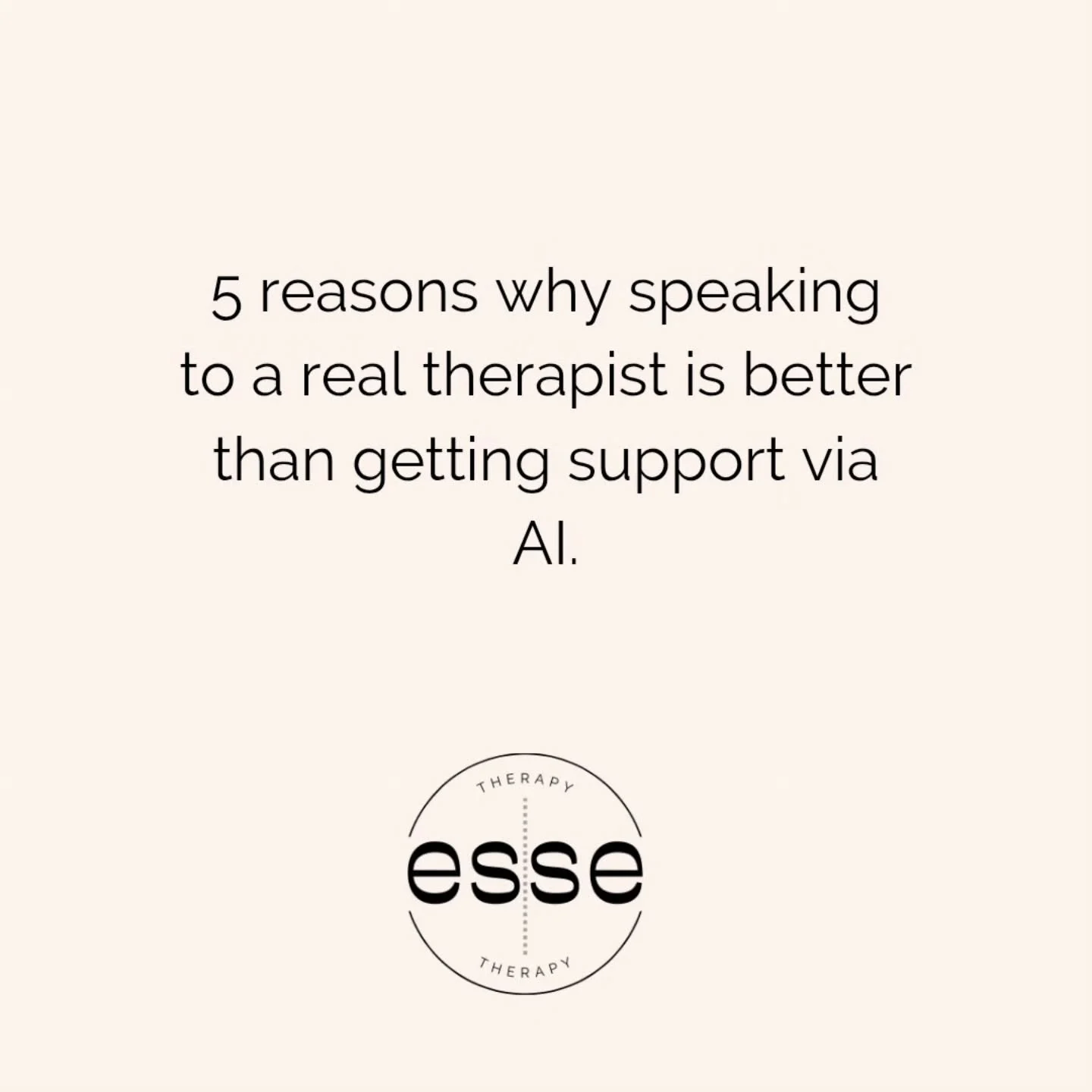 Let&rsquo;s talk about why chatting to a real therapist hits different than getting support from AI. 💛
Swipe through the carousel to see the 5 big reasons.

1️⃣ There&rsquo;s just something about being understood by another human. Therapists bring e