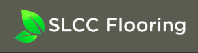 SLCC Flooring logo with green leaves on a gray background