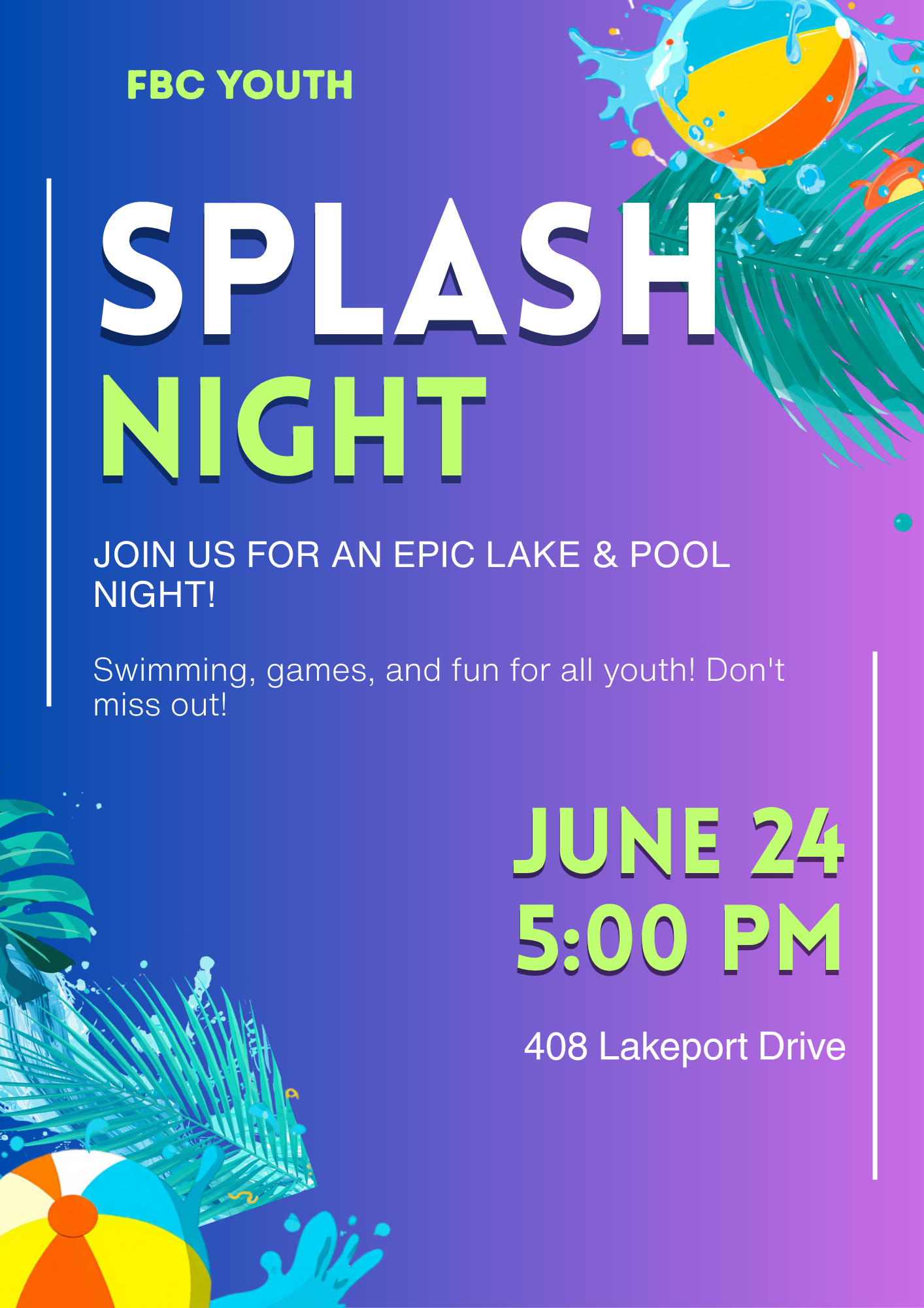 Lake and Pool Night - Youth