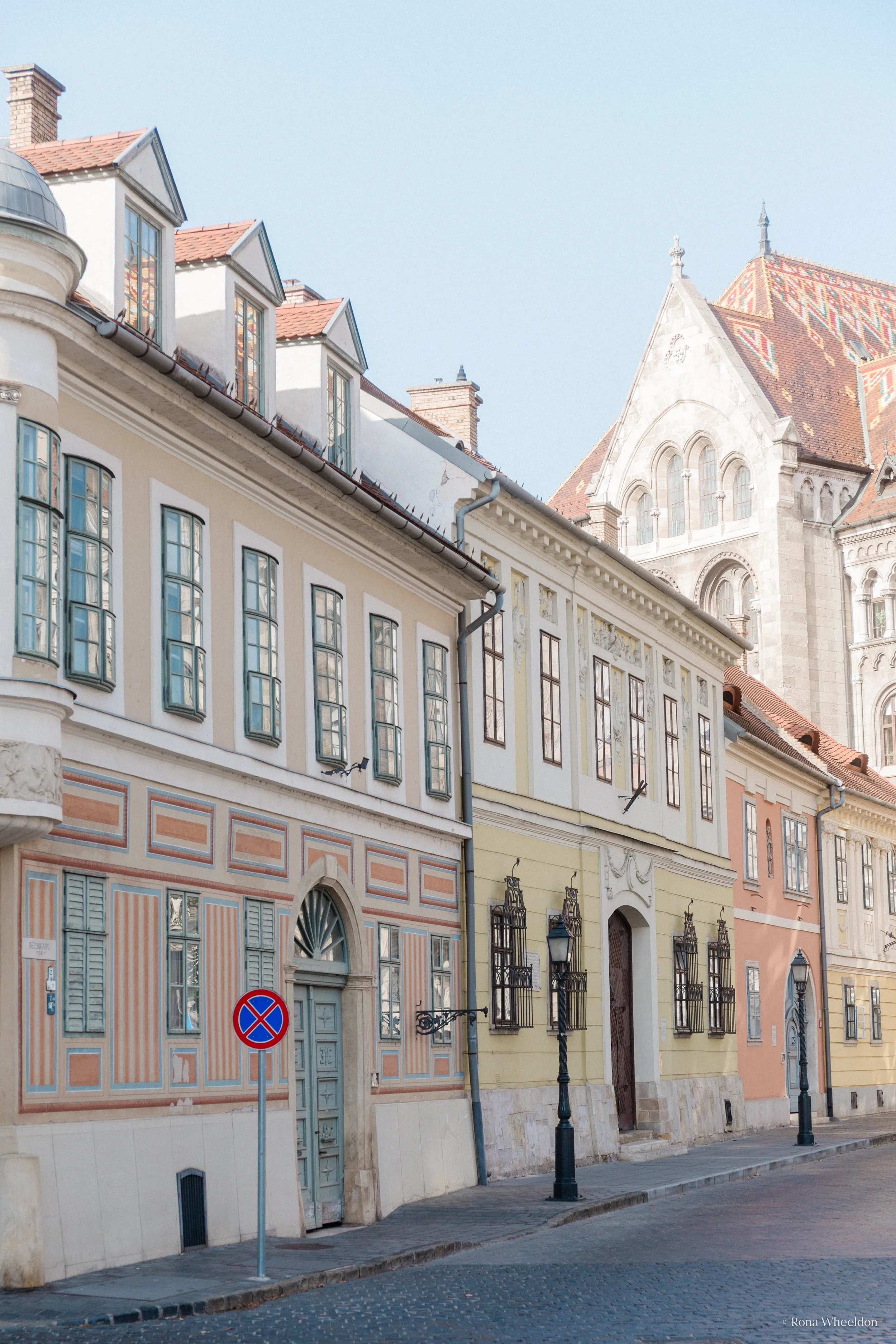 Pastel street scene in the Castle District