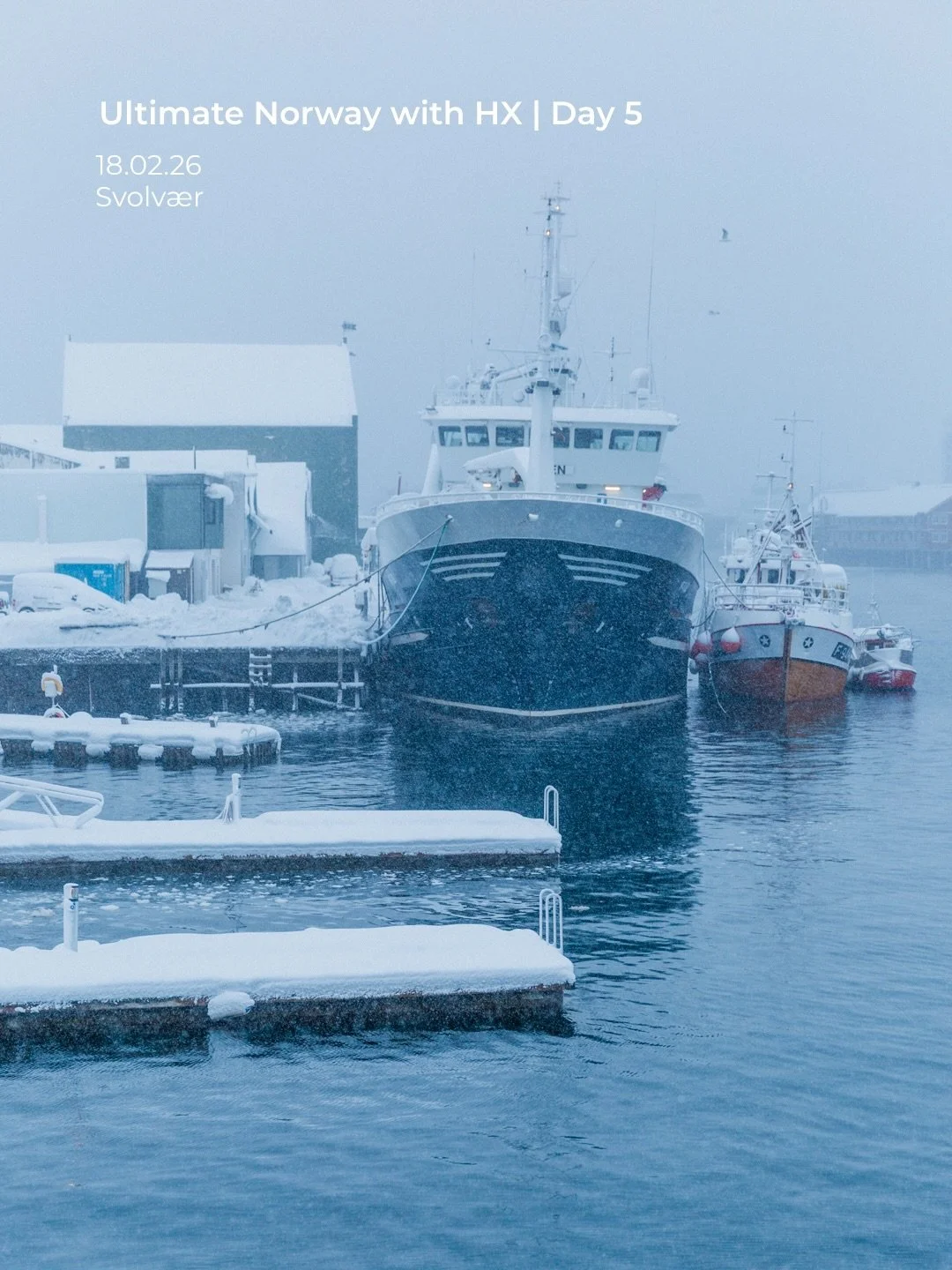 Ultimate Norway Expedition with @hxexpeditions | Day 5 | Svolv&aelig;r, Lofoten Islands

We arrived in Svolv&aelig;r at 8am and stepped straight into a winter wonderland, with heavy snow falling as we set off on the included Svolv&aelig;r Fishing Her