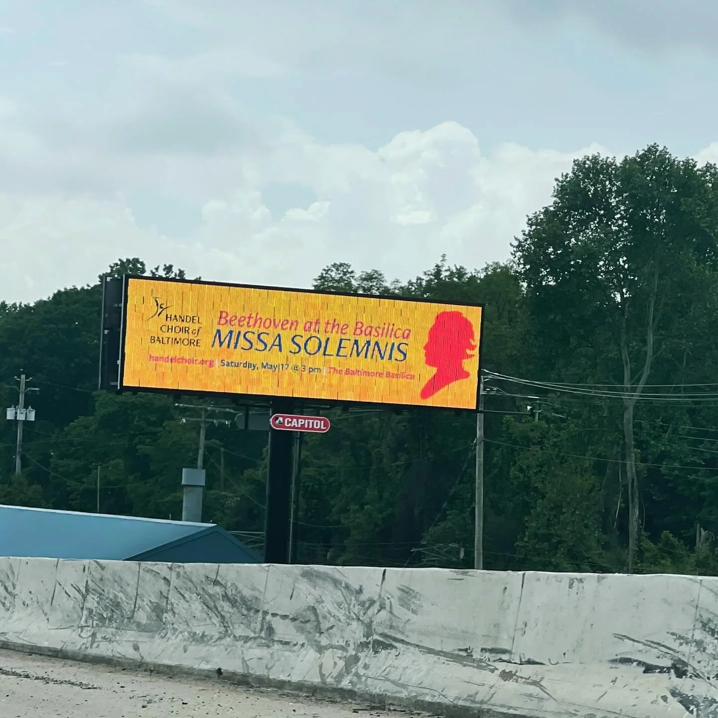 Have you caught sight of Handel Choir&rsquo;s billboard on I-83?

We wanted to get the message out to one and all that this tremendous concert is not one to miss!

We have sold over 500 tickets - join us and 500 other classical music lovers in Baltim