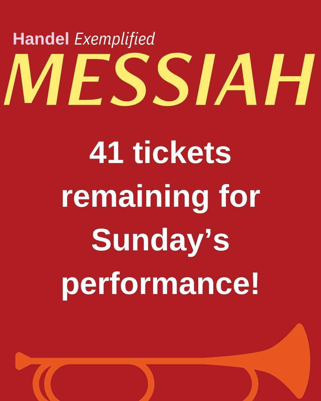 Sunday's matinee performance of Messiah is ALMOST SOLD OUT! There are only 41 tickets remaining - secure yours while you can!

Be sure to arrive up to an hour early to experience our new Period Instrument Zoo! See these instruments up close and chat 