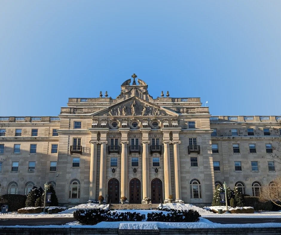 An imposing beaux arts, classical revival style building sits atop a hill in Roland Park.

If you have ever driven by St. Mary's Seminary and University, a stunning example of 1929 French-inspired architecture, and wondered what it might look like in
