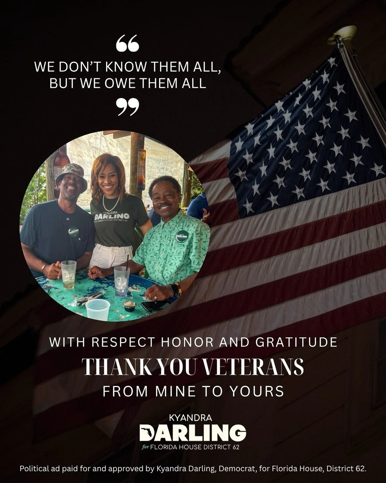 Today, I&rsquo;m especially grateful for two of my greatest heroes: my father and my grandfather, both proud veterans whose courage, discipline, and love of country have shaped the person I am. Here in Florida, home to more than 1.3 million veterans,