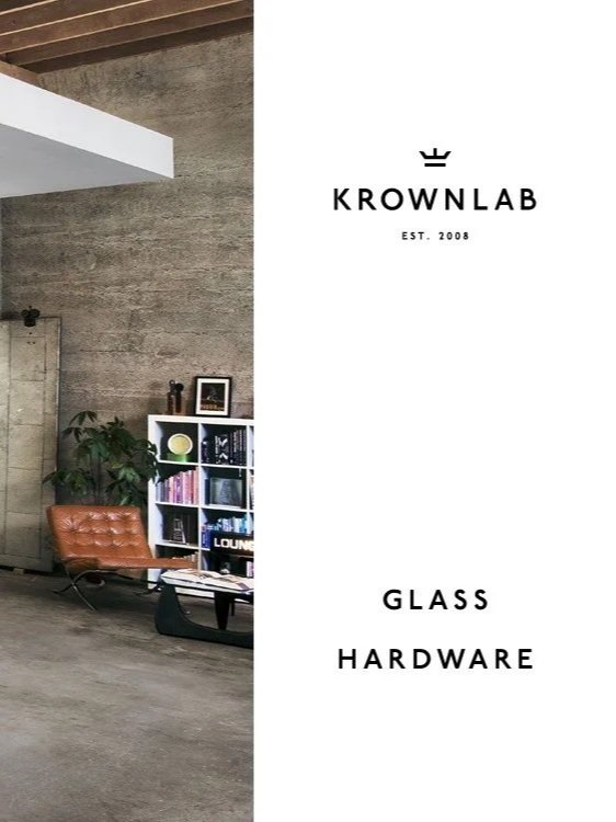 Krownlab glass door hardware brochure cover