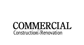 Logo with the words 'Commercial Construction & Renovation' in black text on a white background.
