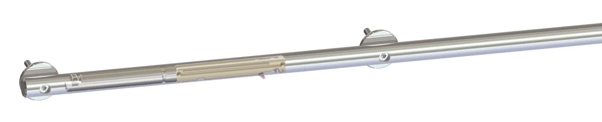 MWE rail segment, showing the wall mount positions.
