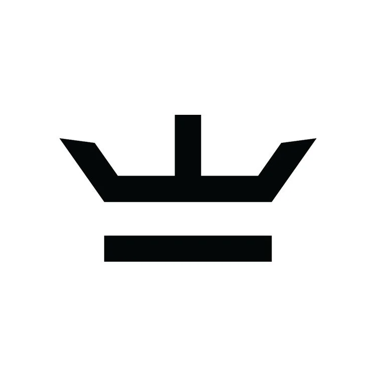 A black crown icon on a white background.