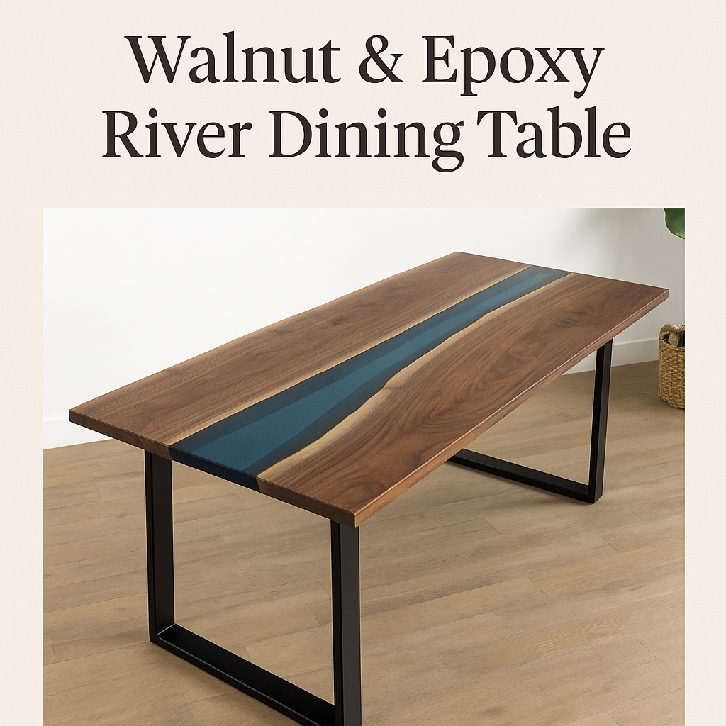 Walnut and epoxy dining table