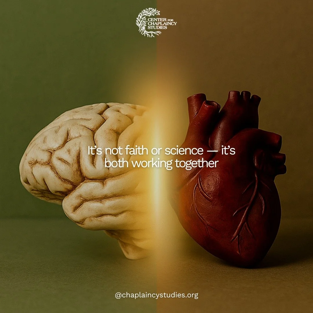 Faith and science work hand in hand to bring care that heals the whole person. 

Modern chaplaincy weaves together psychology, emotional intelligence, and spiritual understanding to meet people where they are &mdash; mind, body, and spirit.

💡 Explo