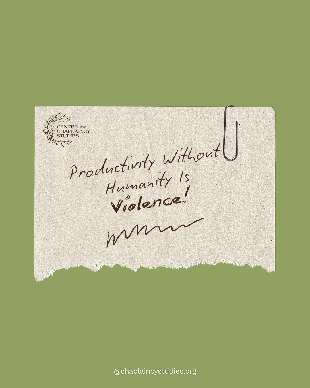 Productivity means little if we forget our humanity.

Real leadership and care start with compassion, presence, and respect for the people behind the work.

Learn more about chaplaincy and human-centered care at chaplaincystudies.org.

#chaplaincy #s