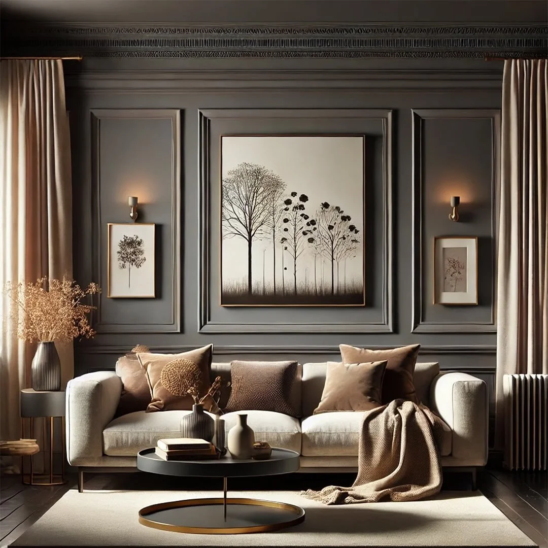 🎨 2026 Color Trends: Moody Meets Timeless
Next year, it is all about soulful design with lasting appeal. At our studio, we have chosen two Benjamin Moore icons that capture that feeling perfectly:
🖤 Silhouette — rich, moody, and full of dept
