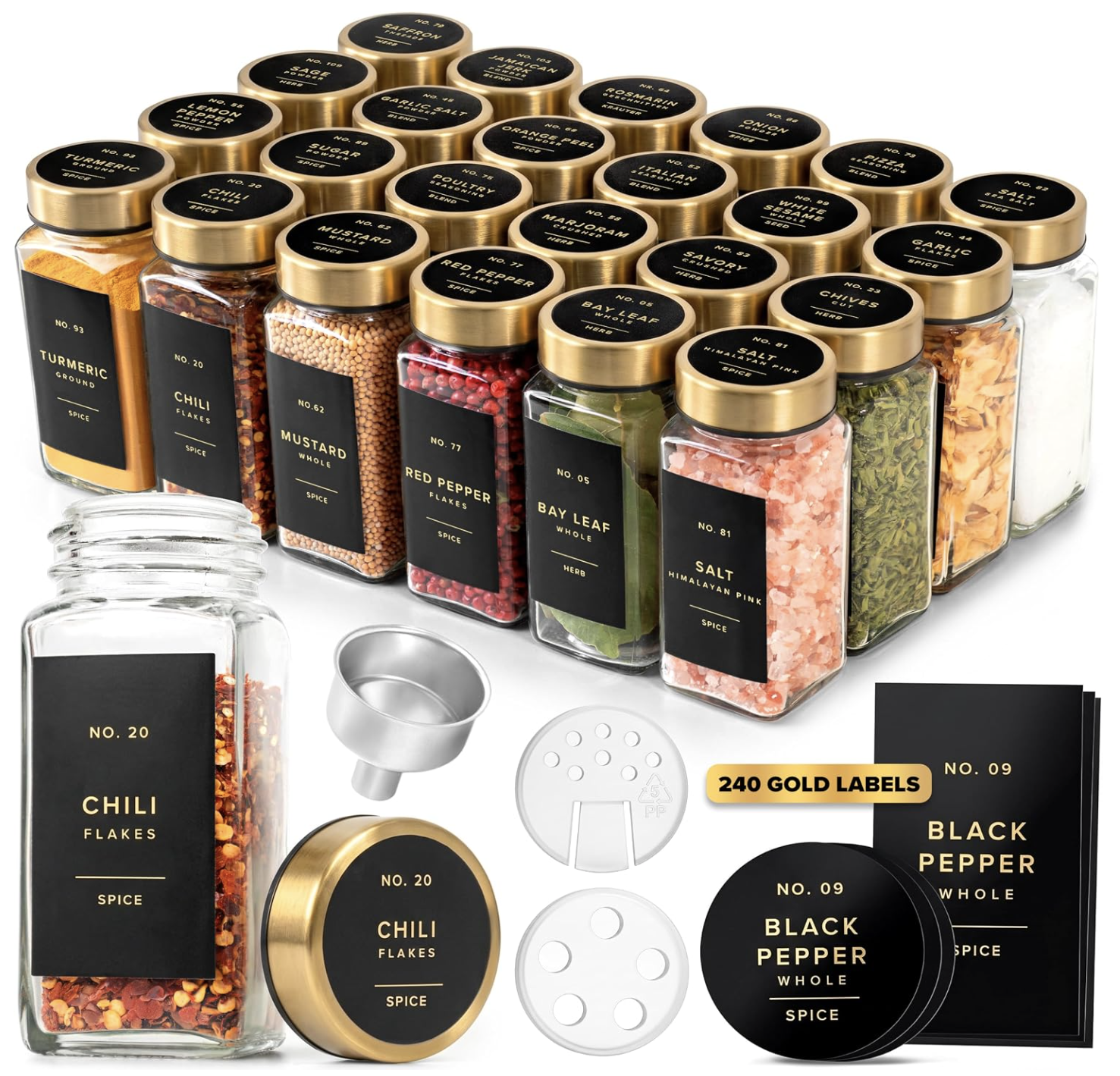Glass Spice Jar Set.

Refresh your spice collection with matching glass jars that create a clean, cohesive look in any kitchen. Complete with labels and airtight lids, they make organizing your spices both beautiful and practical.