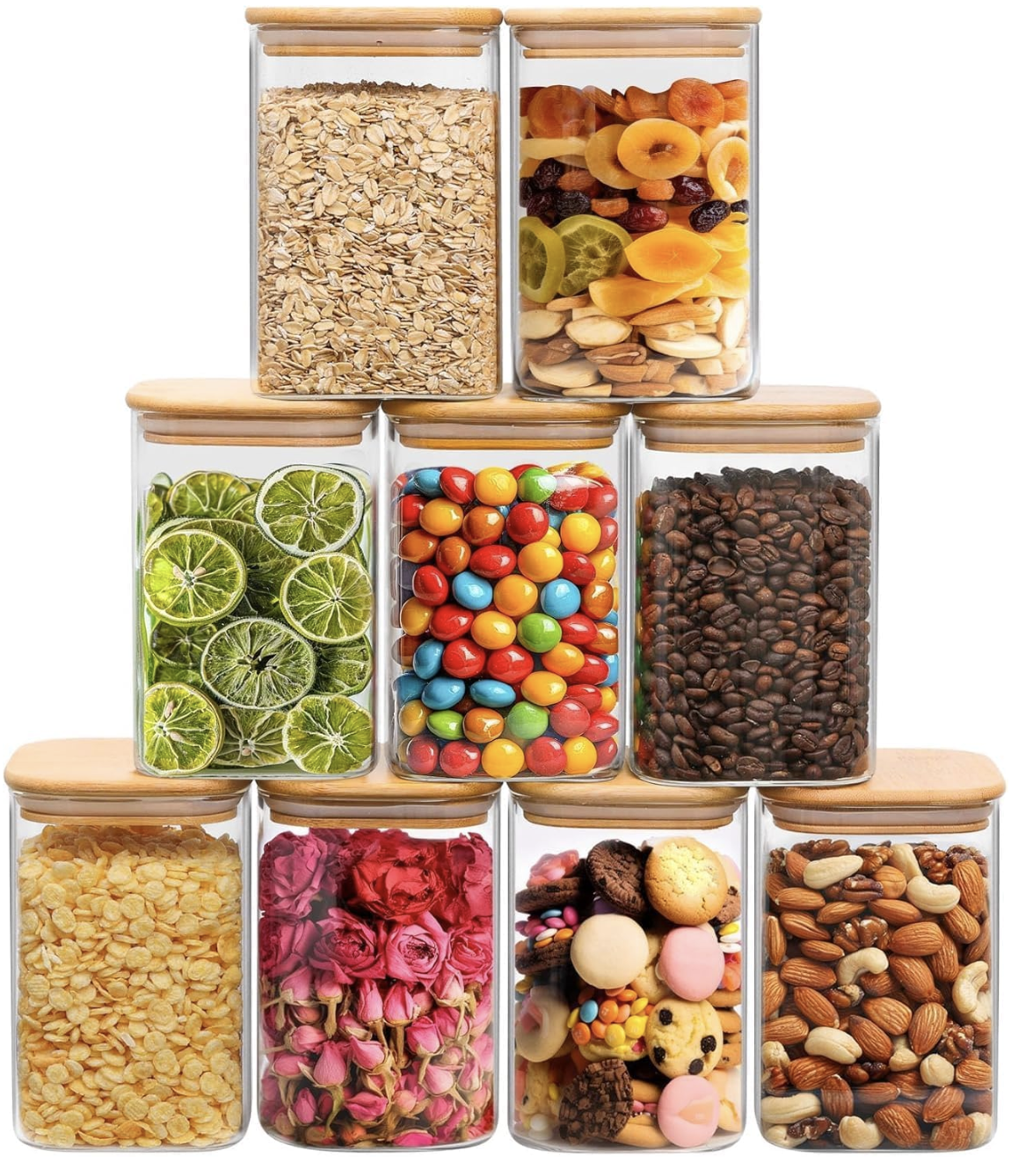 Glass Pantry Canister Set.

Organize everything from flour and coffee to snacks and baking essentials with these timeless glass canisters. Their clean, stackable design keeps pantry shelves looking tidy while making everyday ingredients easy to find.