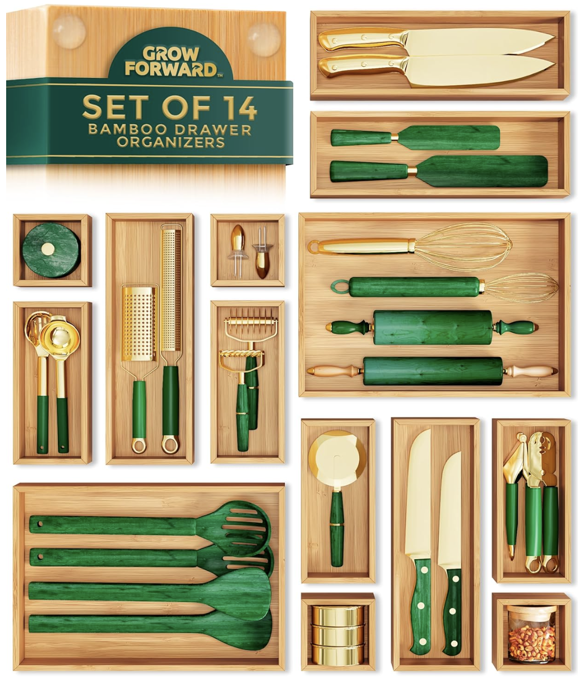 Bamboo Drawer Organizer Set.

Create beautifully organized drawers with this versatile set of bamboo organizers. Perfect for kitchens, bathrooms, offices, or vanities, they make it easy to keep everyday essentials neatly arranged and within reach.