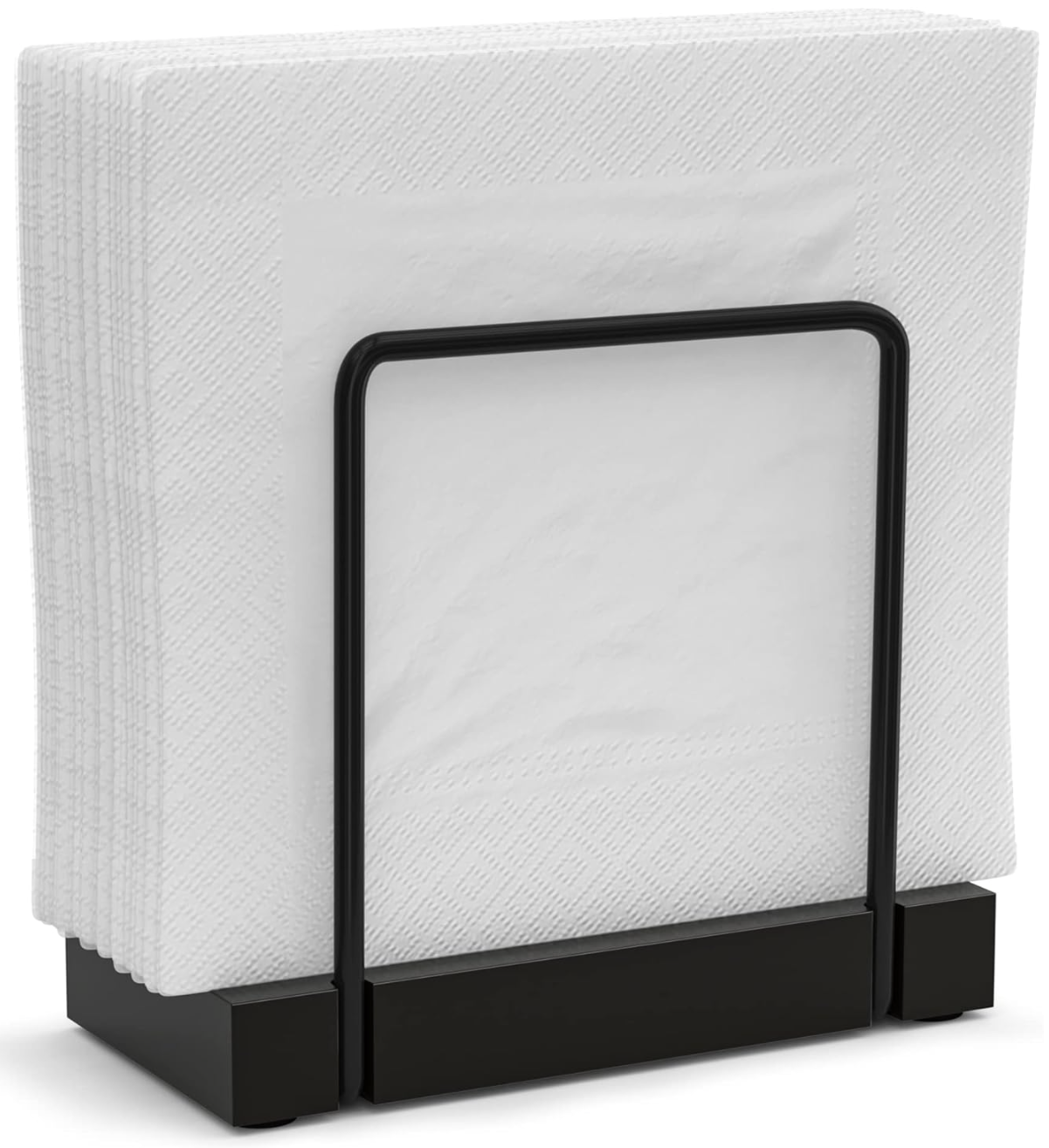 Bamboo Napkin Holder.

A simple blend of warm bamboo and matte black metal that keeps napkins organized while adding understated style to your countertop or dining table. Functional enough for everyday use and beautiful enough to leave on display.