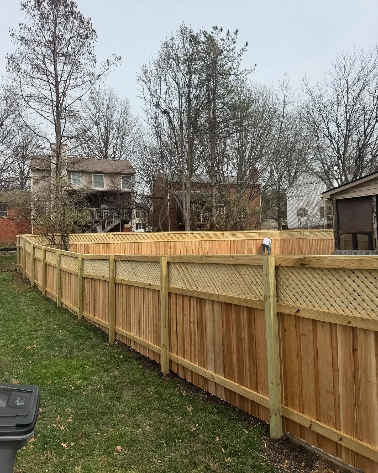 Would you just look at this . 6&rsquo; board on board with lattice capped and picture framed out. #fencelife #cjhfencing #fencing #woodwork #cedar #yellowpine