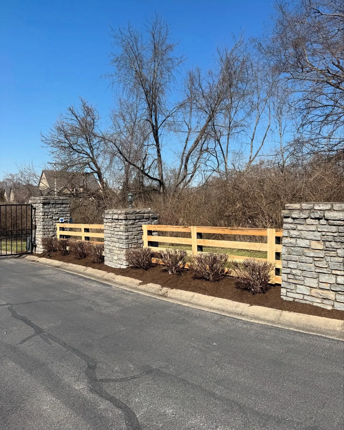Parker&rsquo;s landing entrance taken care of with new boards and old posts. Painting coming soon. #cjhfencing #fence #woodwork #4board #farmfence