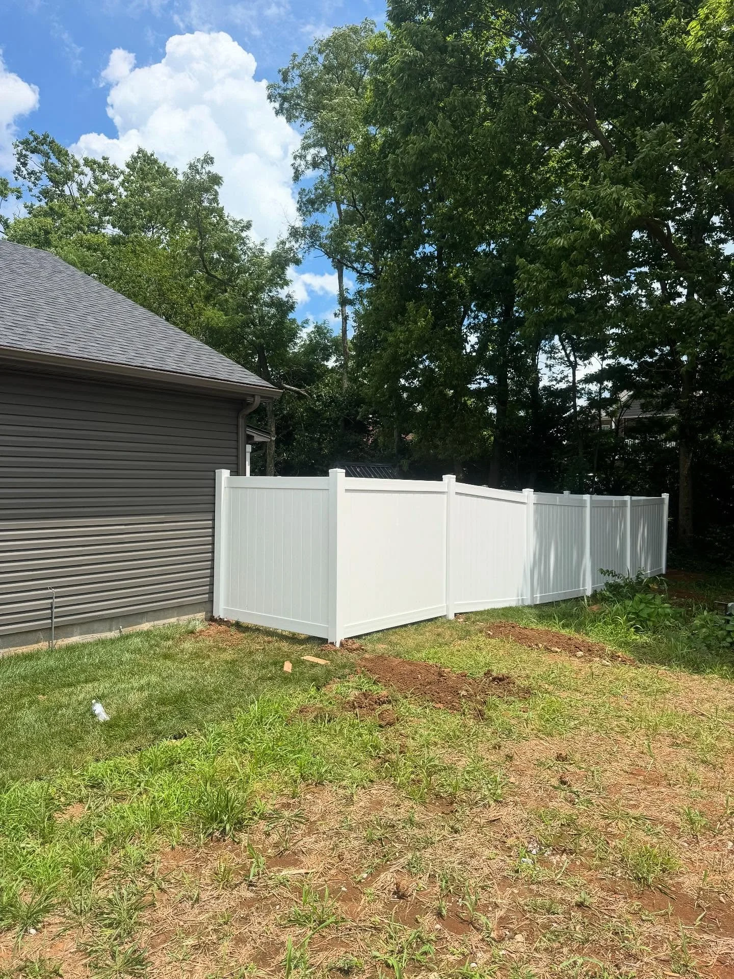 White vinyl privacy finished in Georgetown #cjhfencing #fence #vinyl #work #fencebuilding