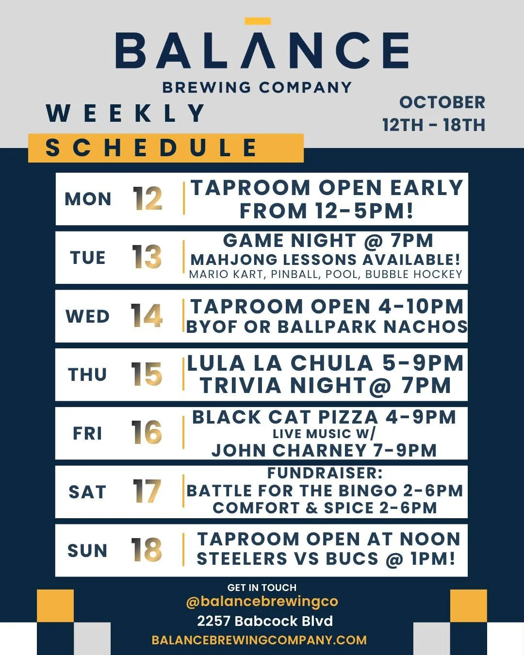 We've got a packed week ahead, friends!

Monday (12th): Staff Appreciation Day! We're opening early at noon and closing at 5pm to celebrate our amazing team. Come grab a pint before we head out!

Friday (16th): 🍕 Black Cat Pizza is here for the firs