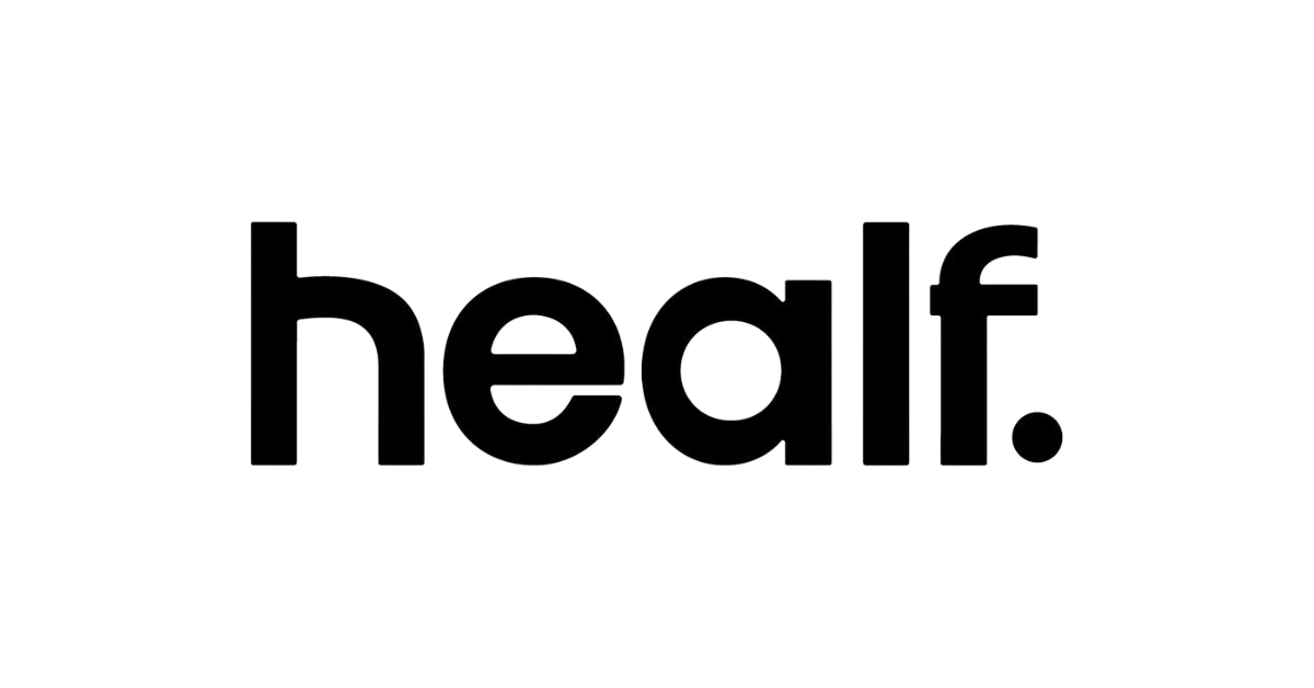 Black text on a white background that reads 'healf.'