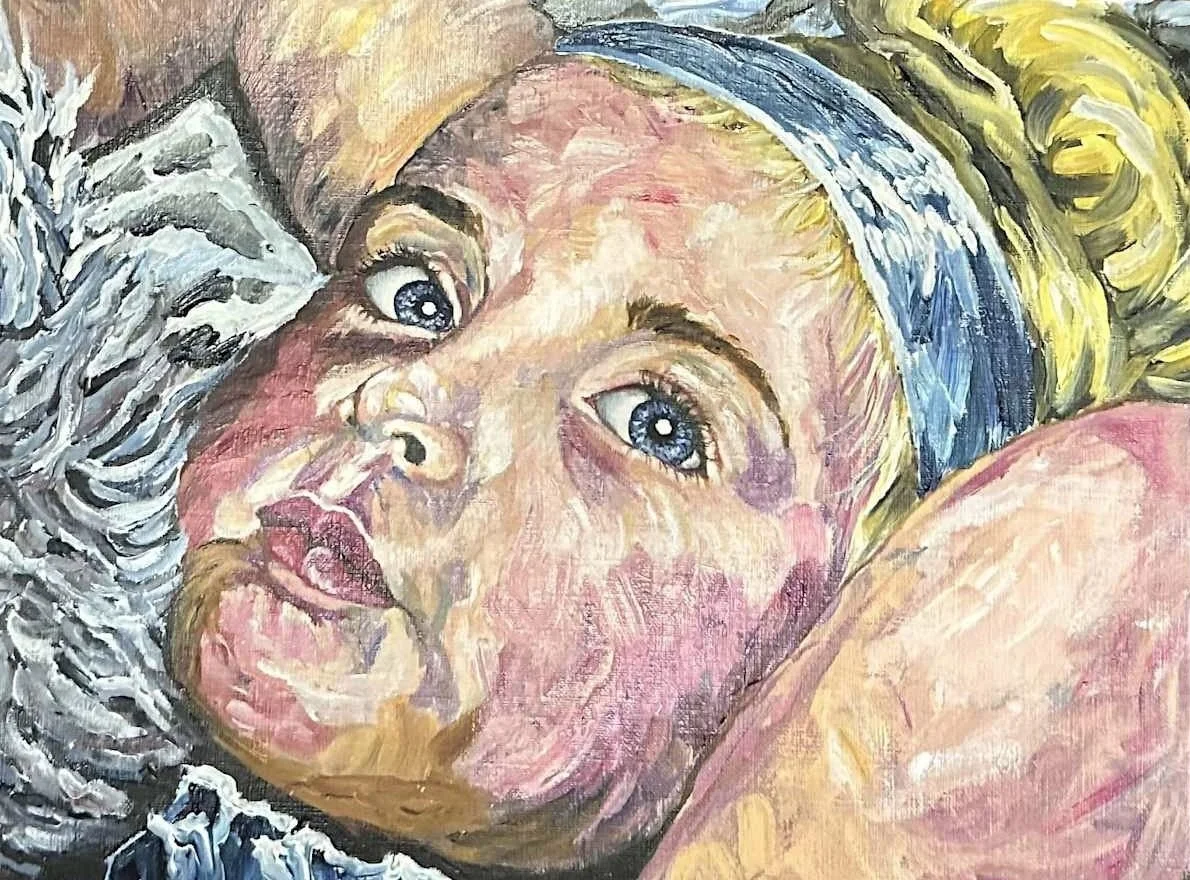 Shane Daly 
Prescience #2, 2024
Framed: 15.5 x 12.5
Acrylic on Canvas Paper
$300