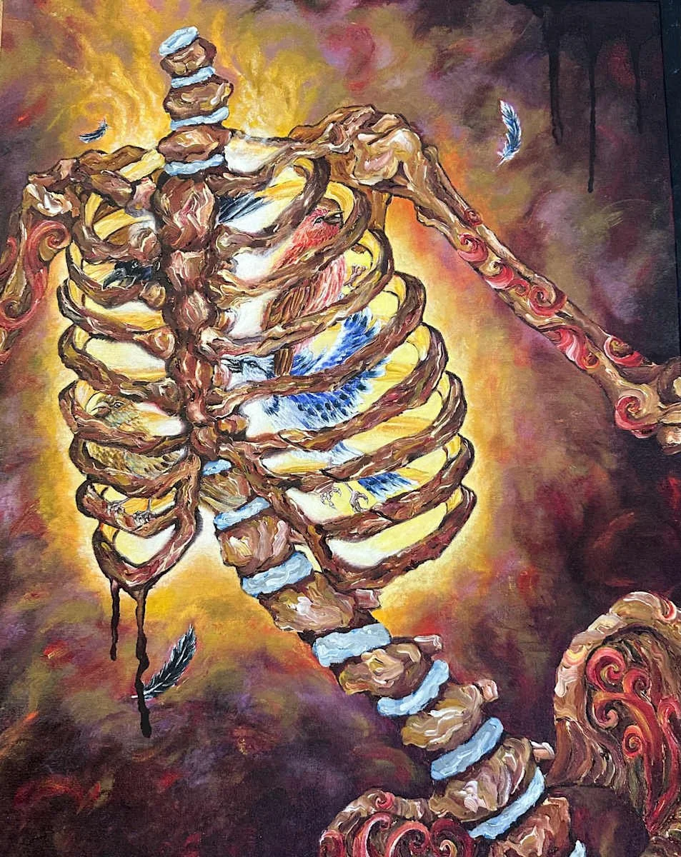 Shane Daly 
I Know Why the Caged Bird Screams, 2026
28 x 22 in 
Acrylic on canvas board 
$700