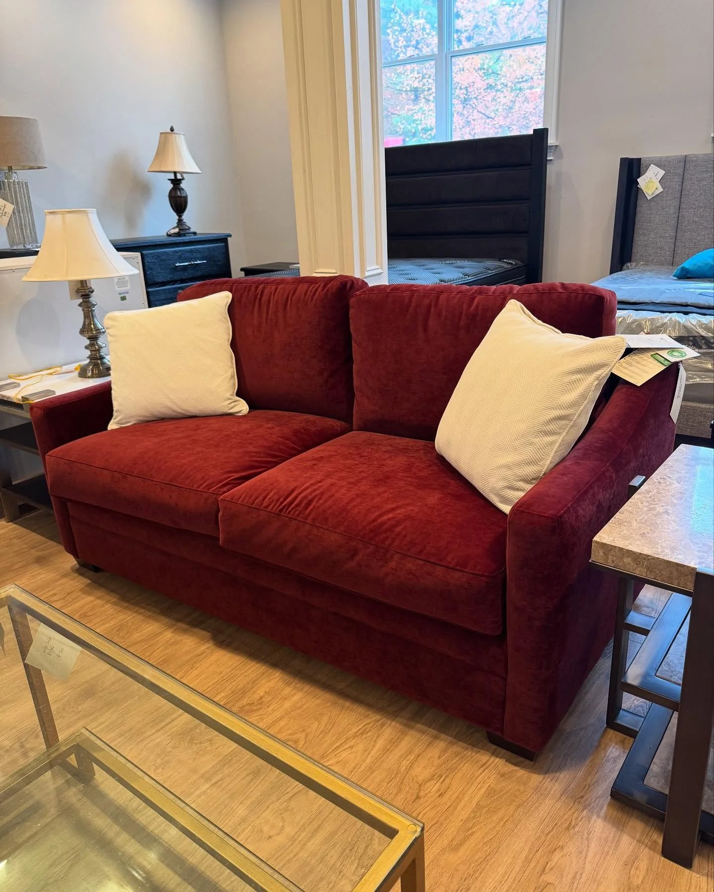 More items from our sale with Berkshire Furniture!🛋️🪞🖼️

💵Price in slide order- 
Hickory craft sofa: $1,260 
India nesting tables: $280
6 drawer dresser: $1,400
Wood coffee table: $700
Glass coffee table: $700
Universal dresser: $840
Table set 1: