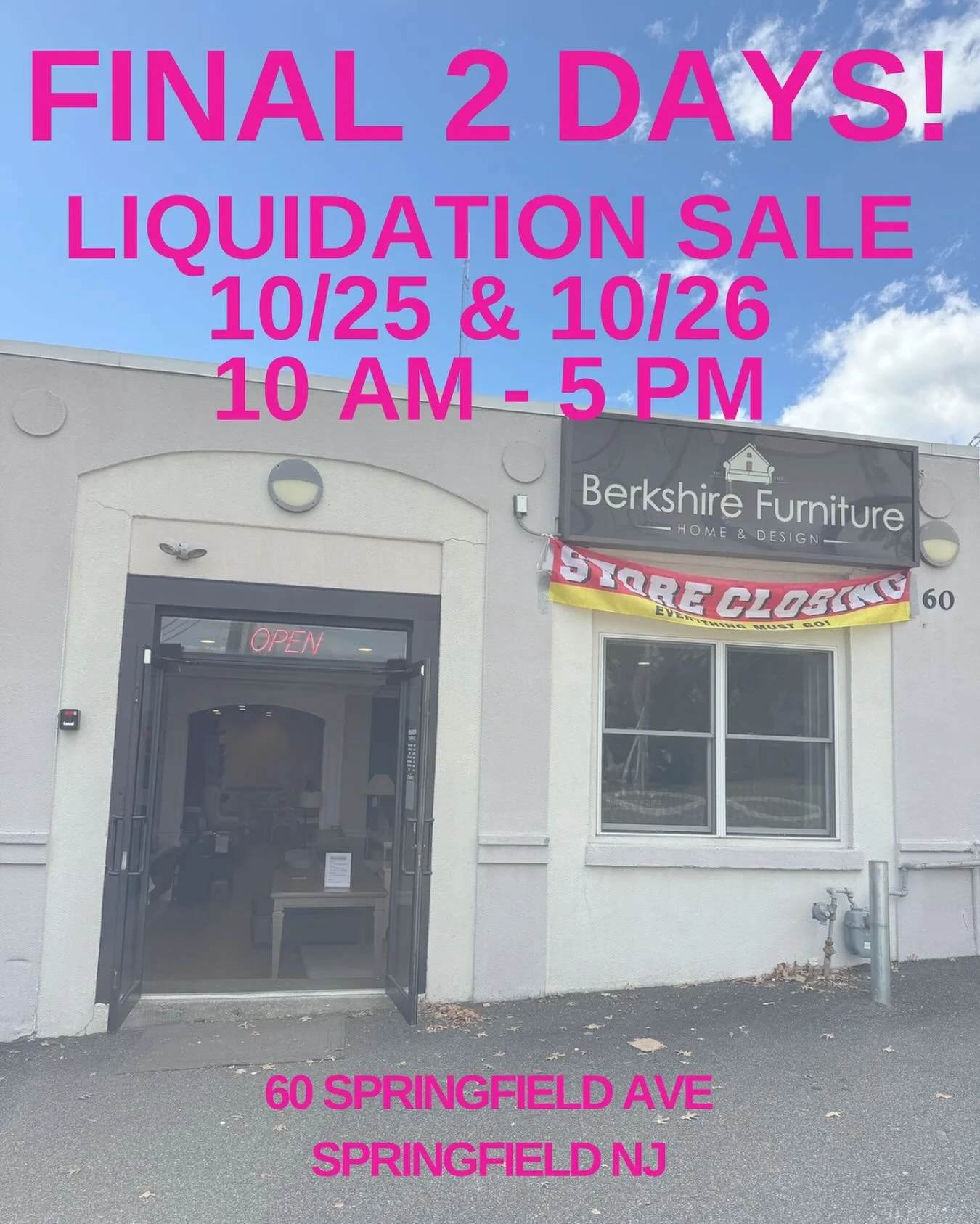 🚨FINAL 2 DAYS🚨
Our LIQUIDATION SALE with Berkshire Furniture is almost over and everything must go! 
💵Prices have been cut even more, stop in to grab these amazing modern and beautiful pieces at prices you won&rsquo;t see again!
🗓️October 25th &a