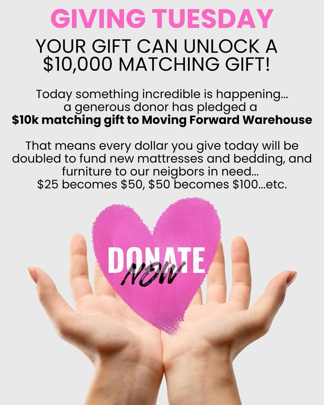 Today your kindness goes twice as far. 💗 Every Giving Tuesday donation is being matched to help us bring comfort, care, and stability into the homes of our neighbors in need. Let&rsquo;s make a difference together.

Click the link in our bio to dona