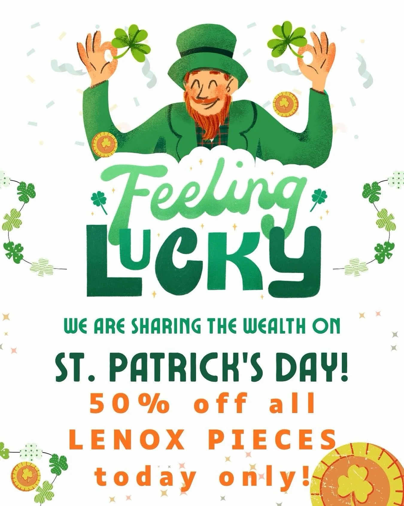 Today feels a little luckier 🍀 come see us at Moving Forward Warehouse for 50% off all Lenox pieces 

Today ONLY!!🛍️

📍244 Sheffield Street, Mountainside, NJ 07092
🕕Tuesday 10a-4p|Thursday 12p-7p|Saturday 10a-4p
📞908-514-9657

#movingforwardware