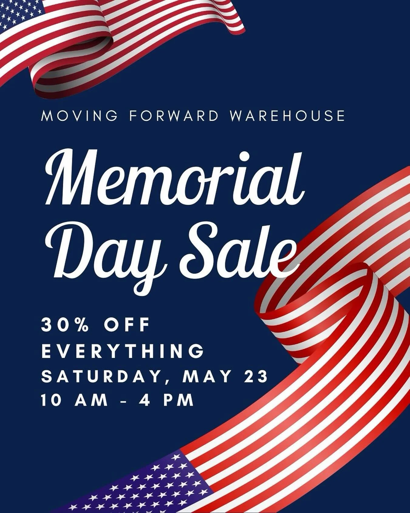 This Saturday, we&rsquo;re honoring the holiday with a sale you don&rsquo;t want to miss. 30% off everything in the warehouse &mdash; May 23rd, 10AM&ndash;4PM. See you there! 🇺🇸

📍244 Sheffield Street, Mountainside, NJ 07092
🕕Tuesday 10a-4p|Thurs