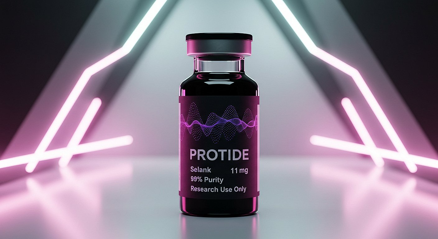 Selank, studied for potential anxiety reduction, cognitive support, and immune modulation.
