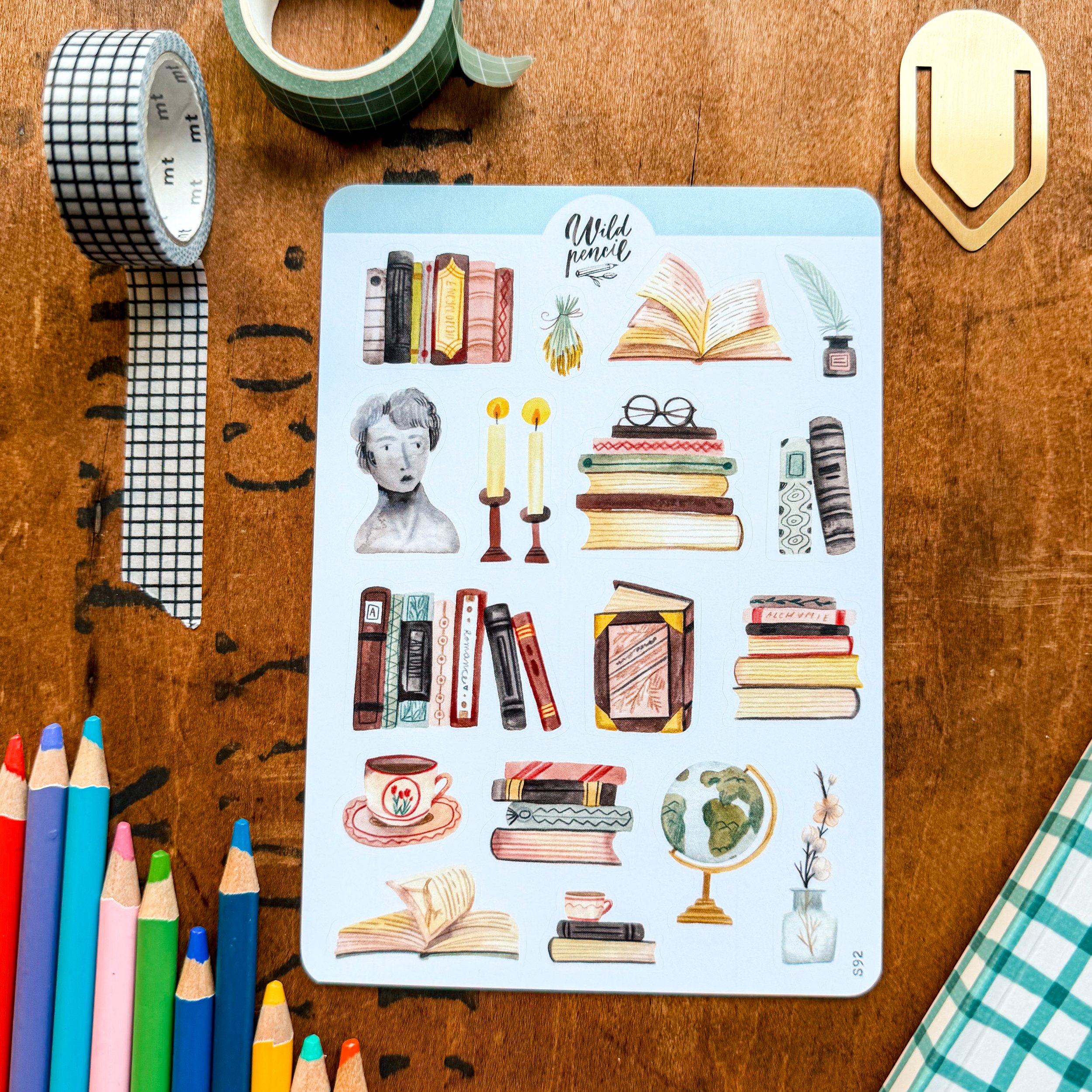 Bookshelf Sticker Sheet by Wild Pencil