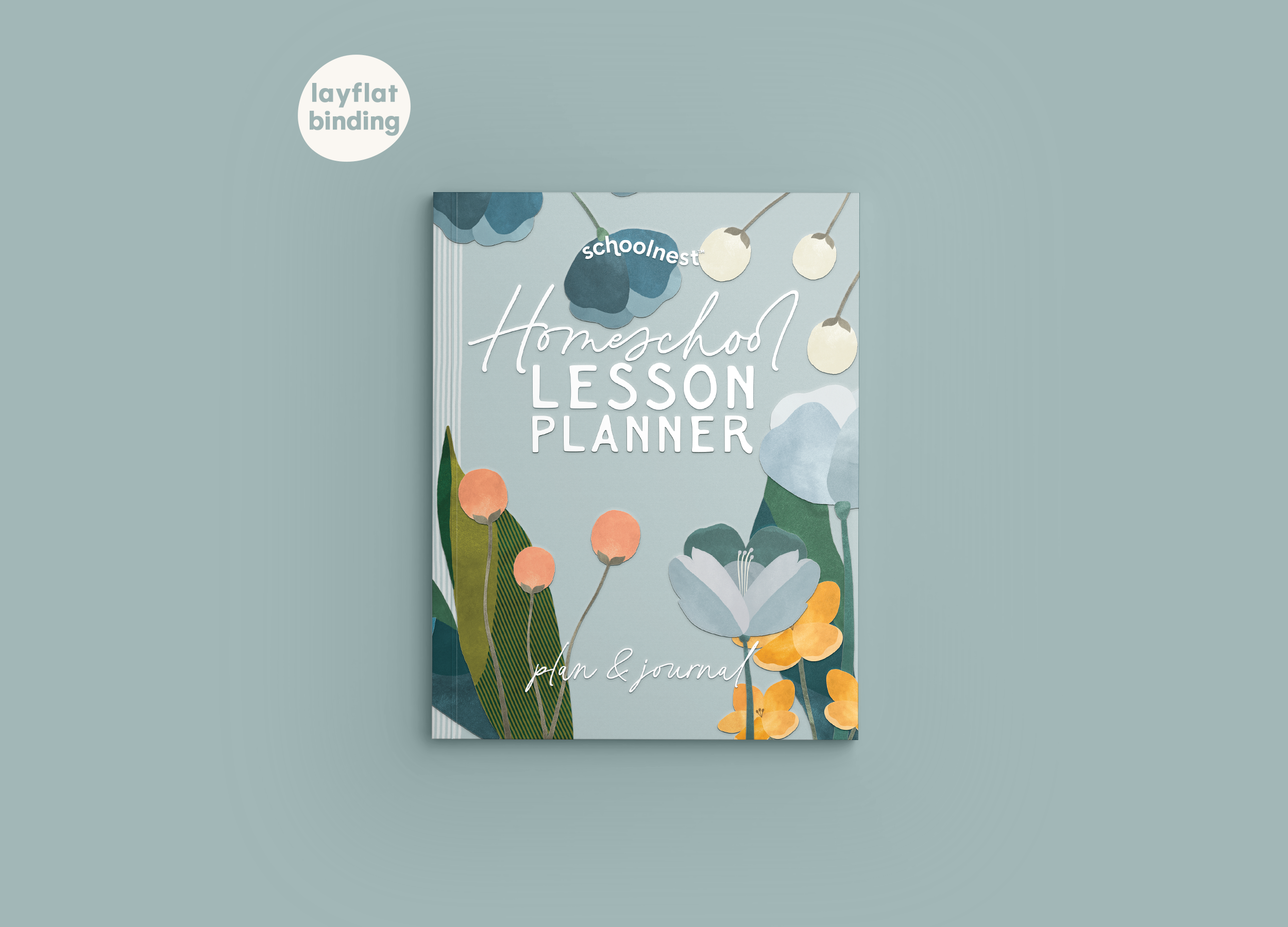 Layflat Homeschool Lesson Planner - Blue Paper Blooms Mockup 1.png